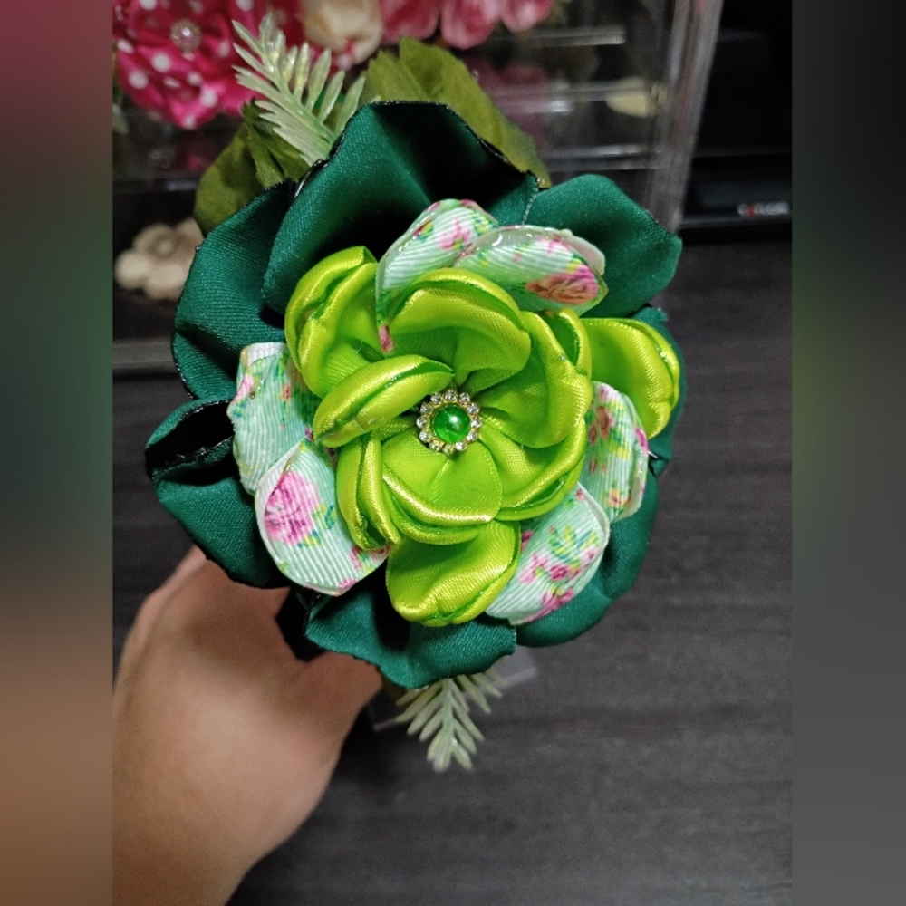 Green and Floral Fabric Bouquet